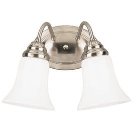 Wall Light Fixture, Indoor, Brushed Nickel & White Opal Glass, 60-Watt, 8.5 x 13.5-In.