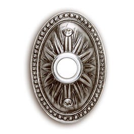 Wired Oval Push Button, Pewter