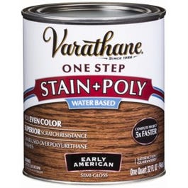 Stain & Polyurethane, Water-Based, Early American, 1-Qt.
