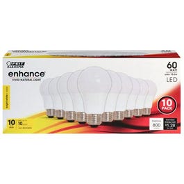 LED Light Bulbs, A19, Warm White, 800 Lumens, 10.6-Watts, 10-Pk.