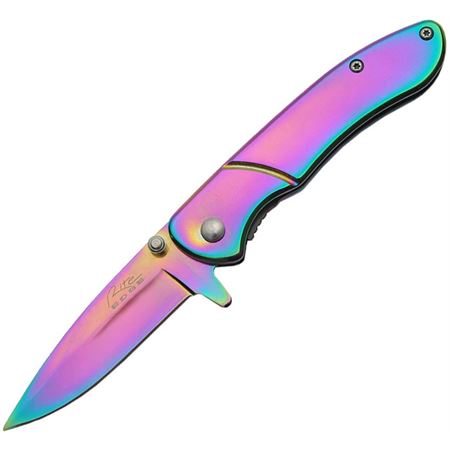 Frost Cutlery Rite Edge 300351 Assisted Folding Pocket Knife with Titanium Rainbow Coated Stainless Handles