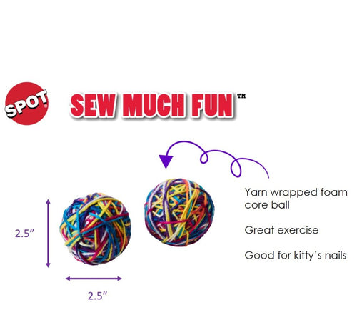 Ethical Spot Sew Much Fun Yarn Balls 2.5″ 2 Pk Cat Toy (2.5″ 2 Pk)