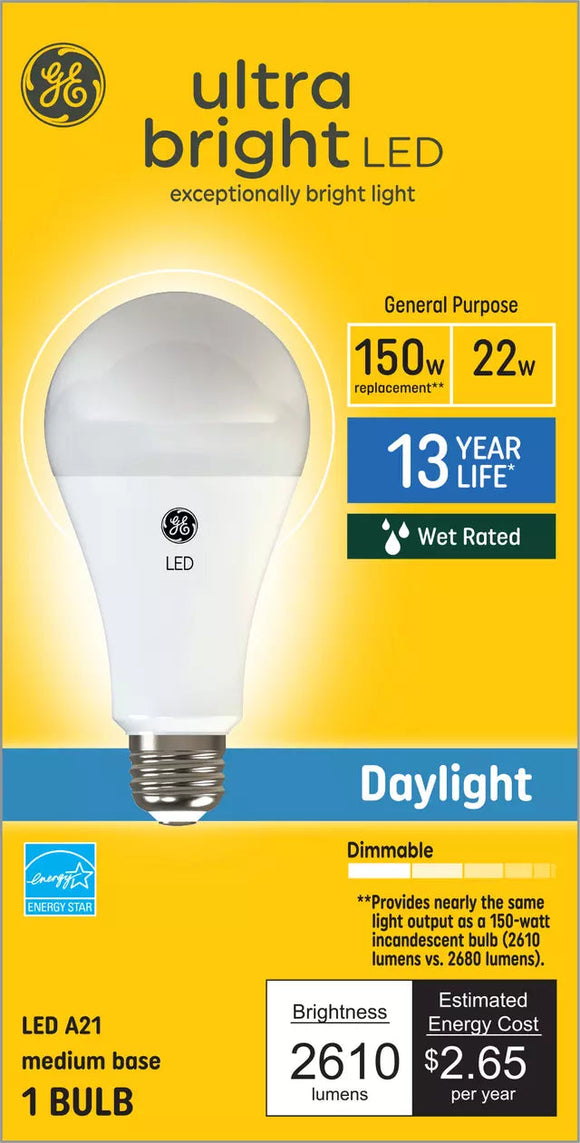 GE Ultra Bright LED 150 Watt Replacement A21 General Purpose Bulb