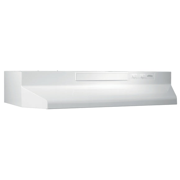 Broan® 36-Inch Convertible Under-Cabinet Range Hood, 230 Max Blower CFM, White-on-White (36 inch, White)