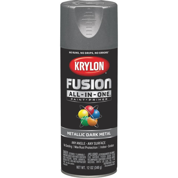 Krylon Fusion All-In-One Metallic Spray Paint & Primer, Dark Metal