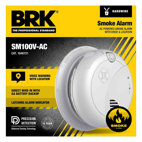 BRK 1046721 Interconnect Hardwire Smoke Alarm W/Battery Backup & Voice Alerts (120 V)