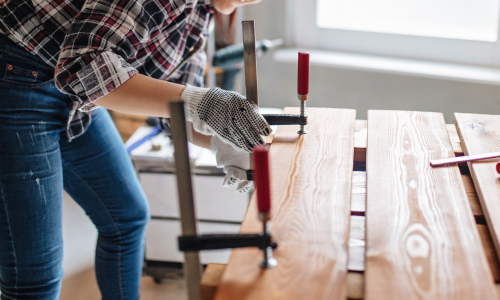 Woman working on DIY project