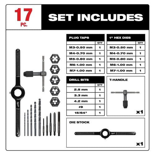 Milwaukee 17PC Metric Tap and Die Set