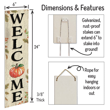 My Word Welcome Pumpkin Stand Out Sign Tall Porch Board