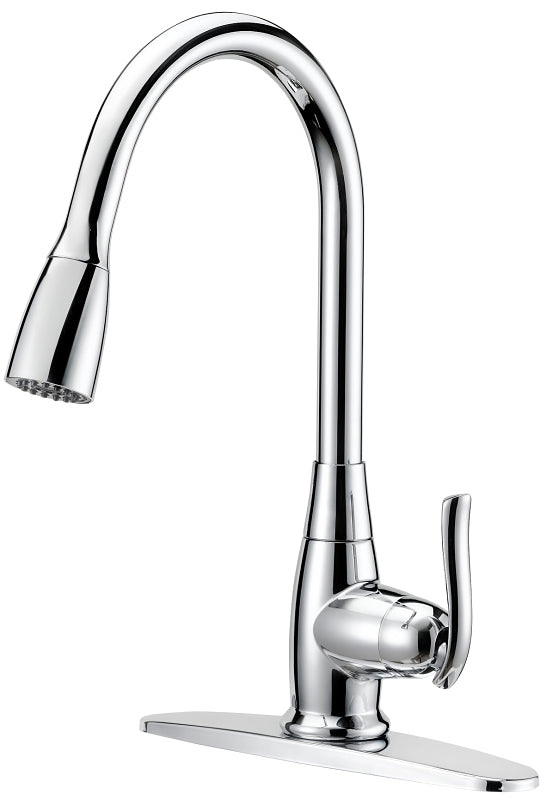 Boston Harbor Faucet Pull-Down Kitchen Faucet, 1.8 gpm 1-Handle 1 or 3-Faucet Hole Chrome