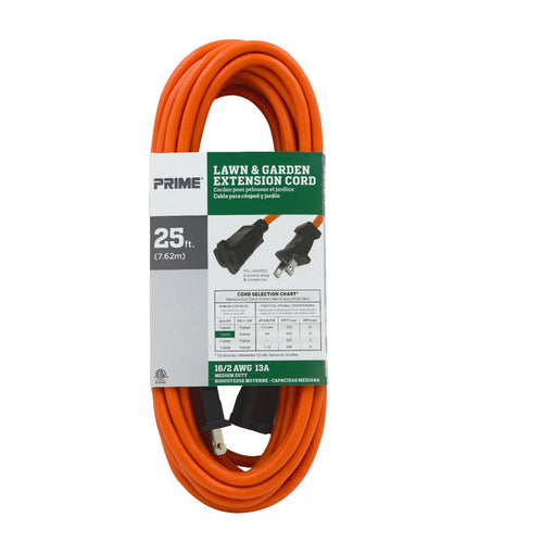 Prime Wire and Cable 25ft 16/2 SJTW Polarized Outdoor Extension Cord