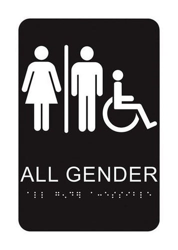 Hy-Ko DB-22 All Gender Restroom Braille Sign White/Black 6 x 9