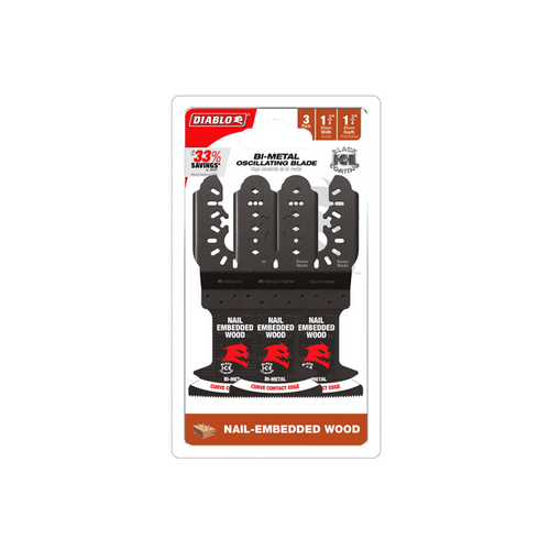 Diablo 1-3/4 Demo Demon™ Bi-Metal Oscillating Blades for Nail-Embedded Wood (3-pk)