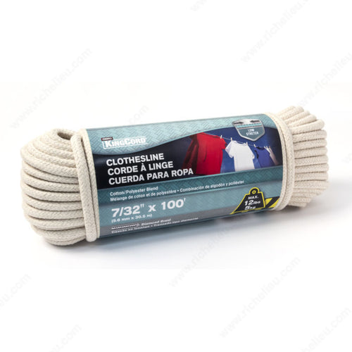 Richelieu Hardware Cotton Polyester Diamond Braid Clothesline Rope