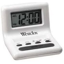 Celebrity LCD Alarm Clock, White, Compact