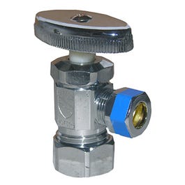 Angle Valve, Chrome, Coarse Thread Style, 5/8-In. O.D. Compression Inlet x 3/8-In. O.D. Compression Outlet