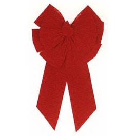 Christmas Bow, 11-Loop, Red Velvet, 18 x 35 x 6-In.