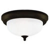 Ceiling Light Fixture, Indoor, Oil Rubbed Bronze & Frosted White Alabaster Glass, 60-Watt, 13 x 5.875-In.