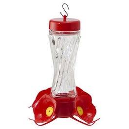 Bird Feeder, Hummingbird, Clear Swirl Glass, 8-oz.