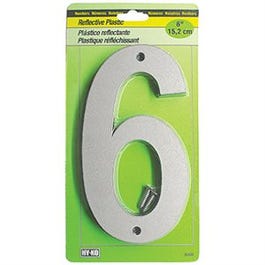 Address Number, Reflective Plastic, 6-In., 6