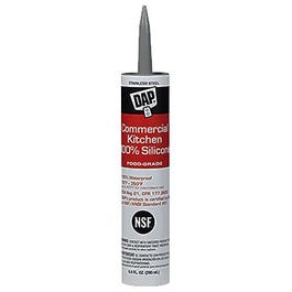 Commercial Silicone Kitchen Caulk, Stainless Steel, 9.8-oz.