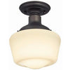 Interior Light Fixture, Semi-Flush, Bronze/White Opal Glass