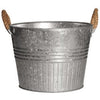 Planter With Rope Handles, Round, Galvanized Metal, 6-In.