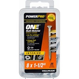 Power Pro One Interior Screws, Flat Head, Zinc-Plated, #8 x 1.5-In., 25-Pk.