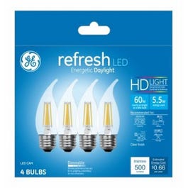 LED Chandelier Light Bulbs, Candle Shape, Medium Base, DayChandelier Light, 500 Lumens, 5.5-Watts, 4-Pk.