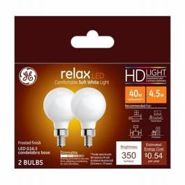 LED Globe Light  Bulbs, Soft White, 350 Lumens, 4.5-Watts, 2-Pk.