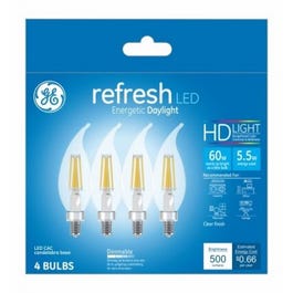 LED Chandelier Light Bulbs, Candle Shape, DayChandelier Light, 500 Lumens, 5.5-Watts, 4-Pk.