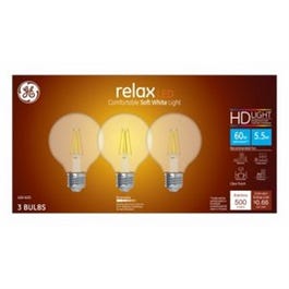 LED Light Bulbs, Clear Soft White, 500 Lumens, 5.5-Watts, 3-Pk.