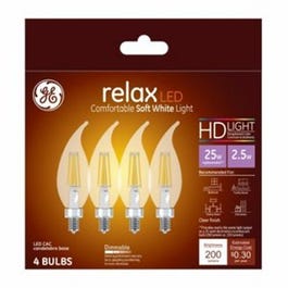 LED Light Bulbs, Soft White, Candelabra Base, 5-Watts, 4-Pk.