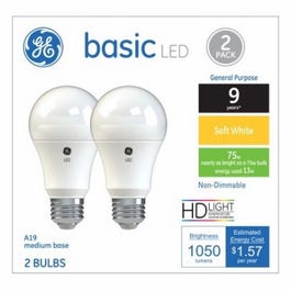 LED Light Bulbs, A19, Soft White, 1050 Lumens, 13-Watts, 2-Pk.