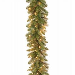 Lighted Branch Garland, Golden Bristle, 50 Clear Lights, 9-Ft.