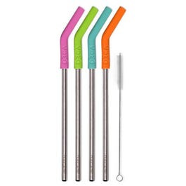 Metal Straws, Assorted Colors, 4-Pk.