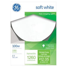 Globe Light Bulb, White, 100-Watts, 5-In.