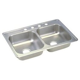 33 x 19 x 6-1/4-Inch Stainless-Steel Double-Compartment Mobile Home Sink