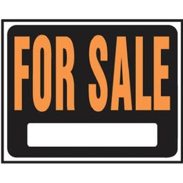 For Sale Sign, Hy-Glo Orange/ Black Plastic, 15 x 19-In.