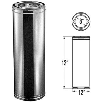 DuraVent 8DP-12 DuraPlus All Fuel Chimney Pipe ~ 8