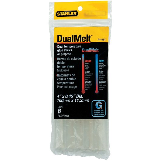 Stanley 6 pk 7/16 in x 4 in Dual Temperature Glue Sticks