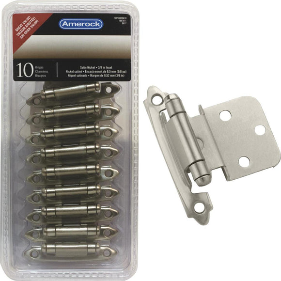 Amerock Satin Nickel 2 In. W X 2-3/4 In. L Self-Closing Inset Hinge (10-Pack)