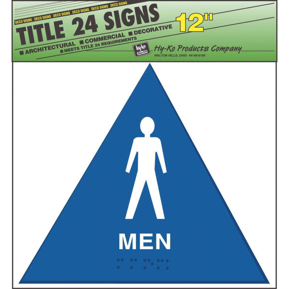 Hy-Ko Plastic Restroom Sign, Men