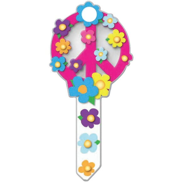 Lucky Line Peace Sign Design Decorative House Key, KW11