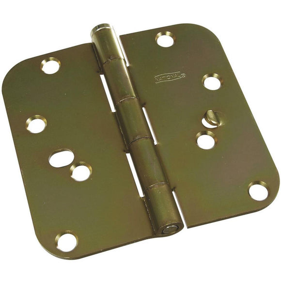 4 In. x 5/8 In. Radius Brass Tone Security Door Hinge