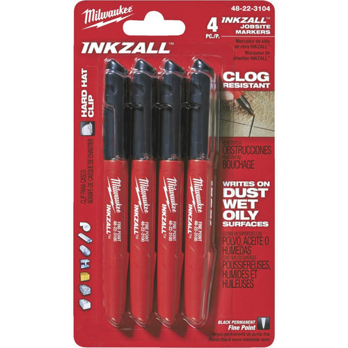 Milwaukee INKZALL Fine Point Black Job Site Marker (4-Pack)