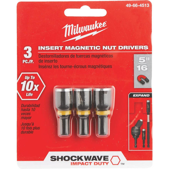 Milwaukee 5/16 In. x 1-1/2 In. Insert Impact Nutdriver, (3-Pack)