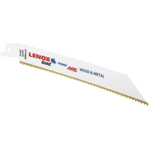 Lenox Gold 6 In. 10 TPI Wood/Metal Power Arc Curved Reciprocating Saw Blade (5-Pack)