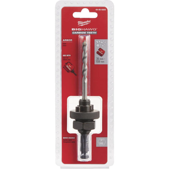 Milwaukee Big Hawg 7/16 In. Hex Shank Hole Saw Mandrel Fits Hole Saws 1-3/8 In. to 6-1/4 In.