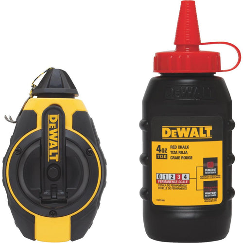 DeWalt 100 Ft. Chalk Line Reel and Chalk, Red